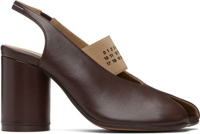 MM6 Maison Margiela MM6 Maison Margiela Brown Anatomic Numeric Slingback Heels