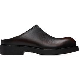 MM6 Maison Margiela MM6 Maison Margiela Brown Brushed Leather Biker Mule Loafers