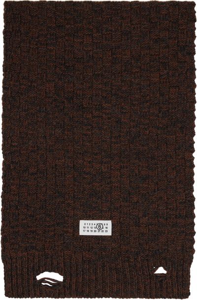MM6 Maison Margiela MM6 Maison Margiela Brown Distressed Scarf