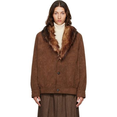 MM6 Maison Margiela MM6 Maison Margiela Brown Faux-Suede Jacket