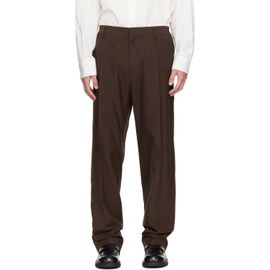 MM6 Maison Margiela MM6 Maison Margiela Brown Pleated Cotton Wool Trousers