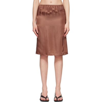 MM6 Maison Margiela MM6 Maison Margiela Brown Satin Midi Skirt