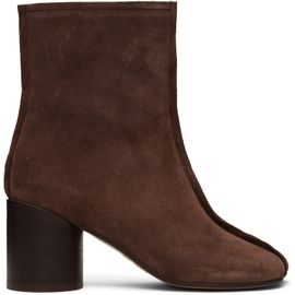 MM6 Maison Margiela MM6 Maison Margiela Brown Suede Anatomic Stitch Toe Ankle Boots