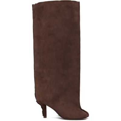 MM6 Maison Margiela MM6 Maison Margiela Brown Suede Anatomic Tube Tall Boots