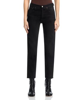 Mm6 Maison Margiela MM6 Maison Margiela Cotton Straight Leg Jeans in Black