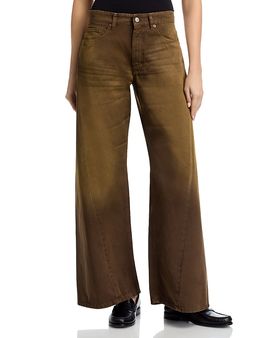 Mm6 Maison Margiela MM6 Maison Margiela Cotton Wide Leg Jeans in Brown