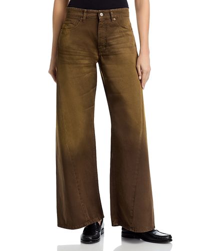 Mm6 Maison Margiela MM6 Maison Margiela Cotton Wide Leg Jeans in Brown