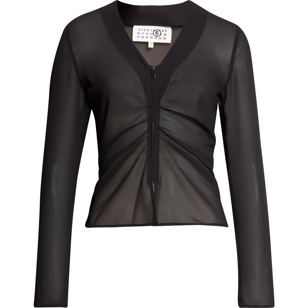 MM6 Maison Margiela MM6 Maison Margiela Gathered Sheer Chiffon Zip Top
