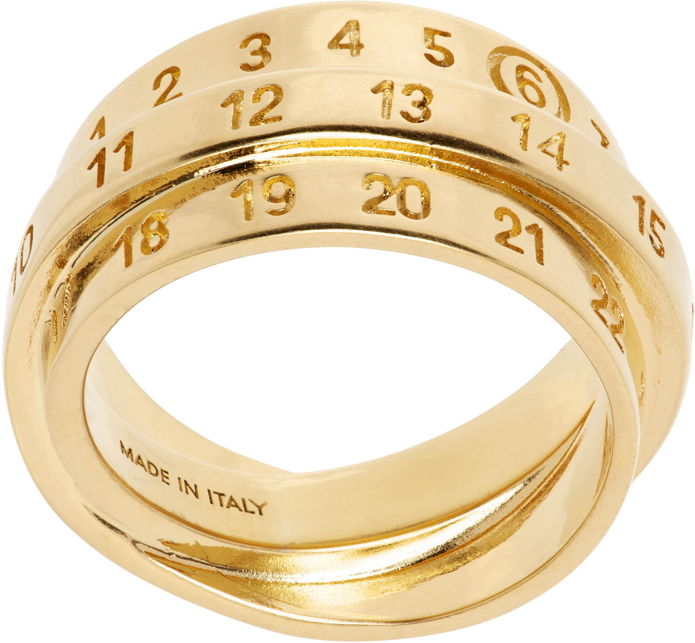 MM6 Maison Margiela - Gold Triple Logo Numeric Signature Ring