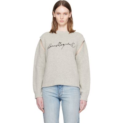 MM6 Maison Margiela MM6 Maison Margiela Gray Handwritten Knit Sweater
