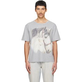 MM6 Maison Margiela MM6 Maison Margiela Gray Horse Portrait Print T-shirt