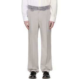 MM6 Maison Margiela MM6 Maison Margiela Gray Replaced Waist Wool Trousers