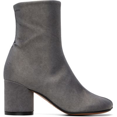 MM6 Maison Margiela MM6 Maison Margiela Gray Satin Anatomic Ankle Boots