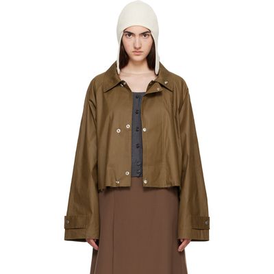 MM6 Maison Margiela MM6 Maison Margiela Khaki Coated Short Trench Jacket