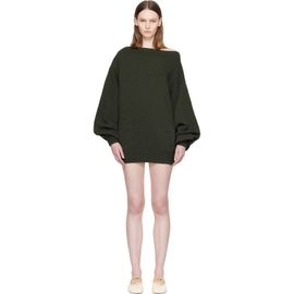 MM6 Maison Margiela MM6 Maison Margiela Khaki Off-Shoulder Knit Minidress