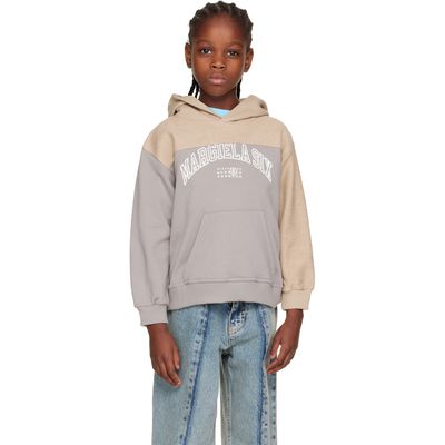 MM6 Maison Margiela MM6 Maison Margiela Kids Beige & Gray Printed-Logo Hoodie