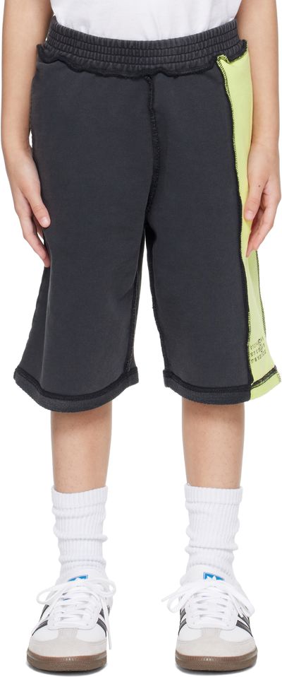 MM6 Maison Margiela MM6 Maison Margiela Kids Black & Yellow Exposed Seam Shorts