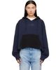 MM6 Maison Margiela MM6 Maison Margiela Navy & Black Frayed Hoodie - 1