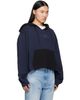MM6 Maison Margiela MM6 Maison Margiela Navy & Black Frayed Hoodie - 2