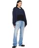 MM6 Maison Margiela MM6 Maison Margiela Navy & Black Frayed Hoodie - 4