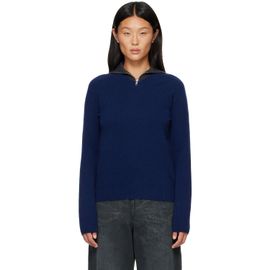 MM6 Maison Margiela MM6 Maison Margiela Navy & Gray Layered Neckline Pullover Sweater