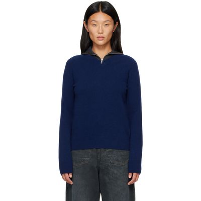 MM6 Maison Margiela MM6 Maison Margiela Navy & Gray Layered Neckline Pullover Sweater