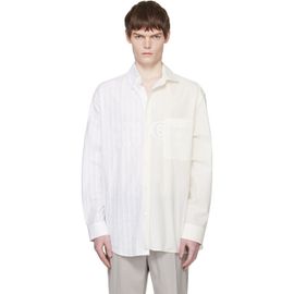 MM6 Maison Margiela MM6 Maison Margiela Off-White & Blue Numeric Asymmetric Shirt