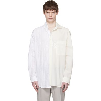 MM6 Maison Margiela MM6 Maison Margiela Off-White & Blue Numeric Asymmetric Shirt
