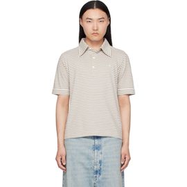 MM6 Maison Margiela MM6 Maison Margiela Off-White & Gray Striped Polo
