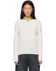 MM6 Maison Margiela MM6 Maison Margiela Off-White & Green Layered Neckline Pullover Sweater - 1