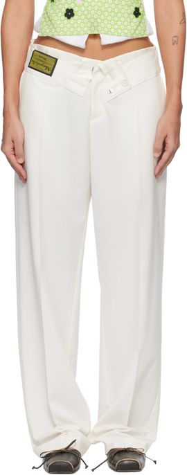 MM6 Maison Margiela MM6 Maison Margiela Off-White Reverse Waistband Trousers