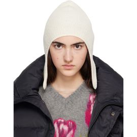 MM6 Maison Margiela MM6 Maison Margiela Off-White Ribbed Aviator Beanie