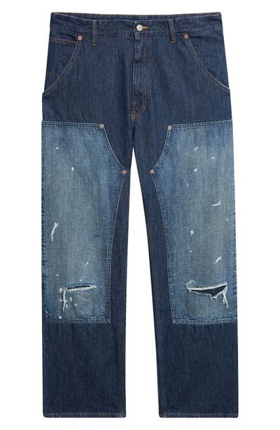 MM6 Maison Margiela MM6 Maison Margiela Ripped Knee Panelled Straight Leg Jeans