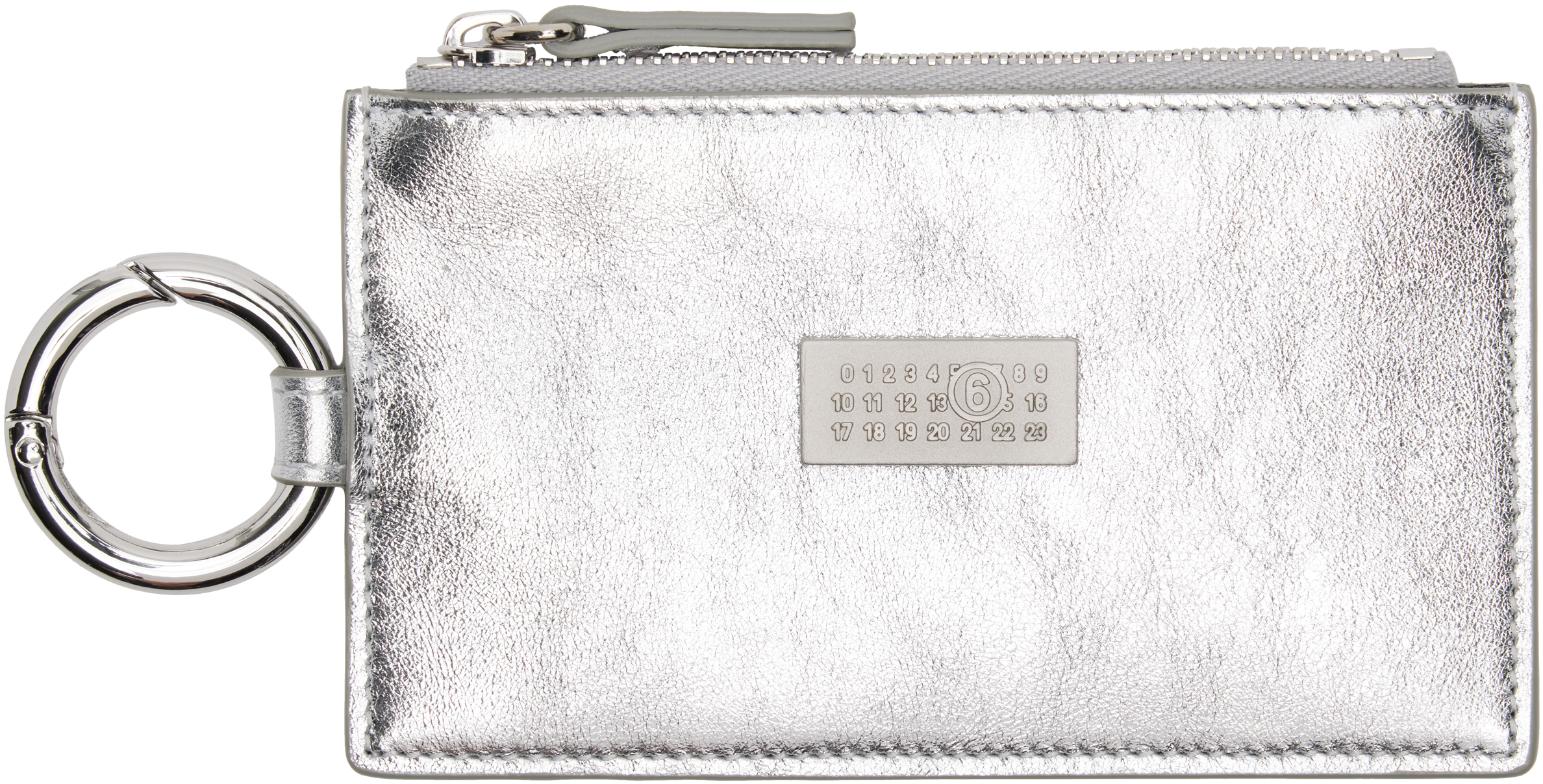 MM6 Maison Margiela - Silver Numeric Leather Key Ring Wallet