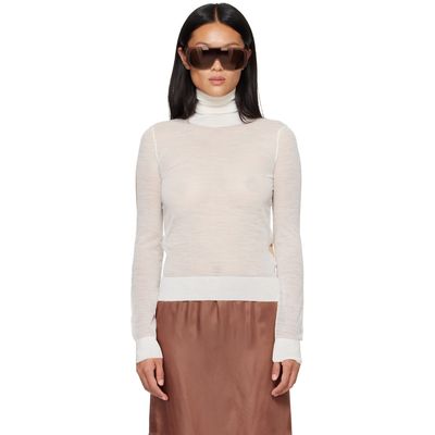 MM6 Maison Margiela MM6 Maison Margiela White & Beige Front Back Pullover Turtleneck