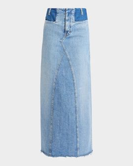 MM6 Maison Margiela Two-Tone Denim Maxi Skirt