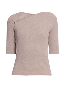 MM6 Maison Margiela Women's Asymmetric Rib-Knit Cotton-Blend Top