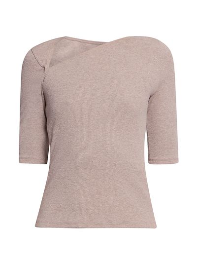 MM6 Maison Margiela Women's Asymmetric Rib-Knit Cotton-Blend Top