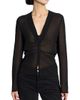 MM6 Maison Margiela Women's Chiffon Gathered Zip-Front Top - 6
