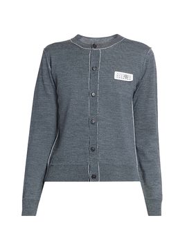 MM6 Maison Margiela Women's Contrast-Seam Virgin Wool-Blend Cardigan