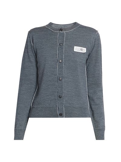 MM6 Maison Margiela Women's Contrast-Seam Virgin Wool-Blend Cardigan