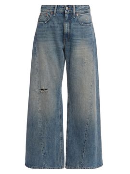 MM6 Maison Margiela Women's Exposed-Seam Distressed Wide-Leg Jeans