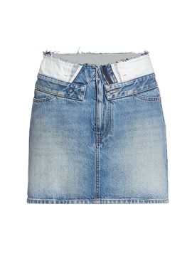 MM6 Maison Margiela Women's Layered-Waist Denim Mini Skirt