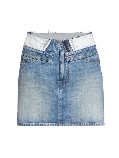 MM6 Maison Margiela Women's Layered-Waist Denim Mini Skirt