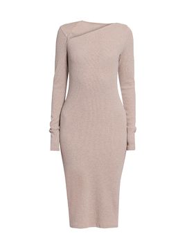 MM6 Maison Margiela Women's Rib-Knit Cotton-Wool Sheath Midi Dress