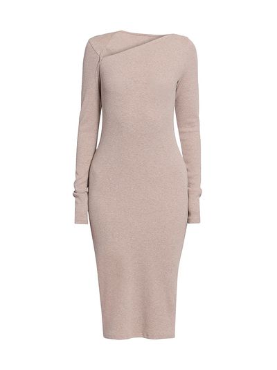 MM6 Maison Margiela Women's Rib-Knit Cotton-Wool Sheath Midi Dress