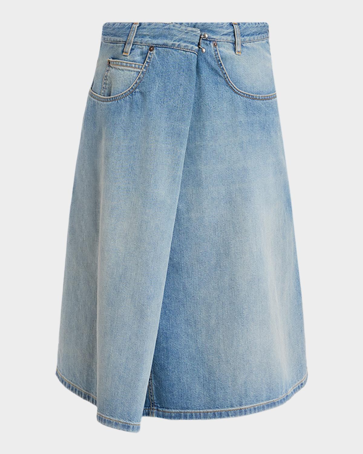 MM6 Maison Margiela Wrap Denim Midi Skirt