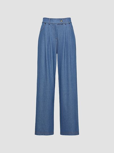 MM Max Mara Women's Denim Effect Jersey Loose Fit Trousers