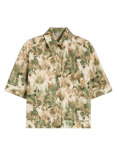 MM Max Mara Women's Printed Cotton Cropped Shirt