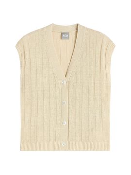 MM Max Mara Women's Rib Knit Linen Yarn Gilet